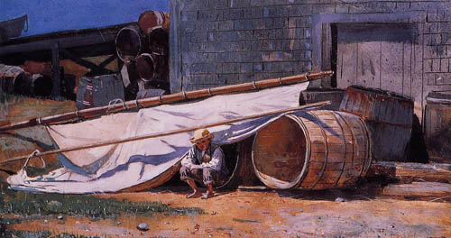 (image for) Handmade oil painting Copy paintings of famous artists Winslow Homers Paintings Boy in a Boatyard